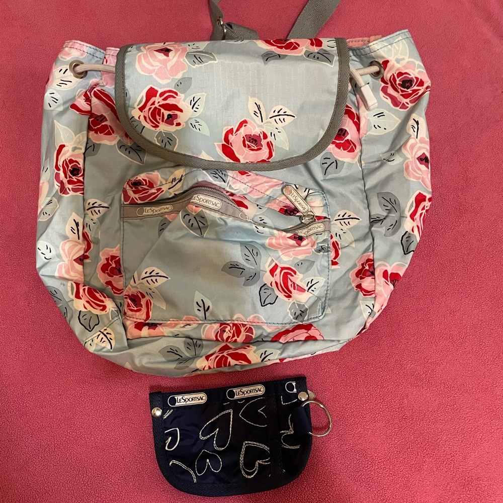 LeSportsac mini backpack floral print with card holder
